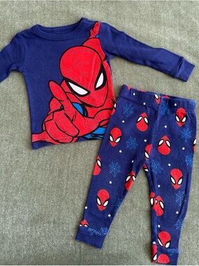 Marvel Spider-Man Blue Red Cotton Pajama Set 18M Long Sleeve 2 Piece
